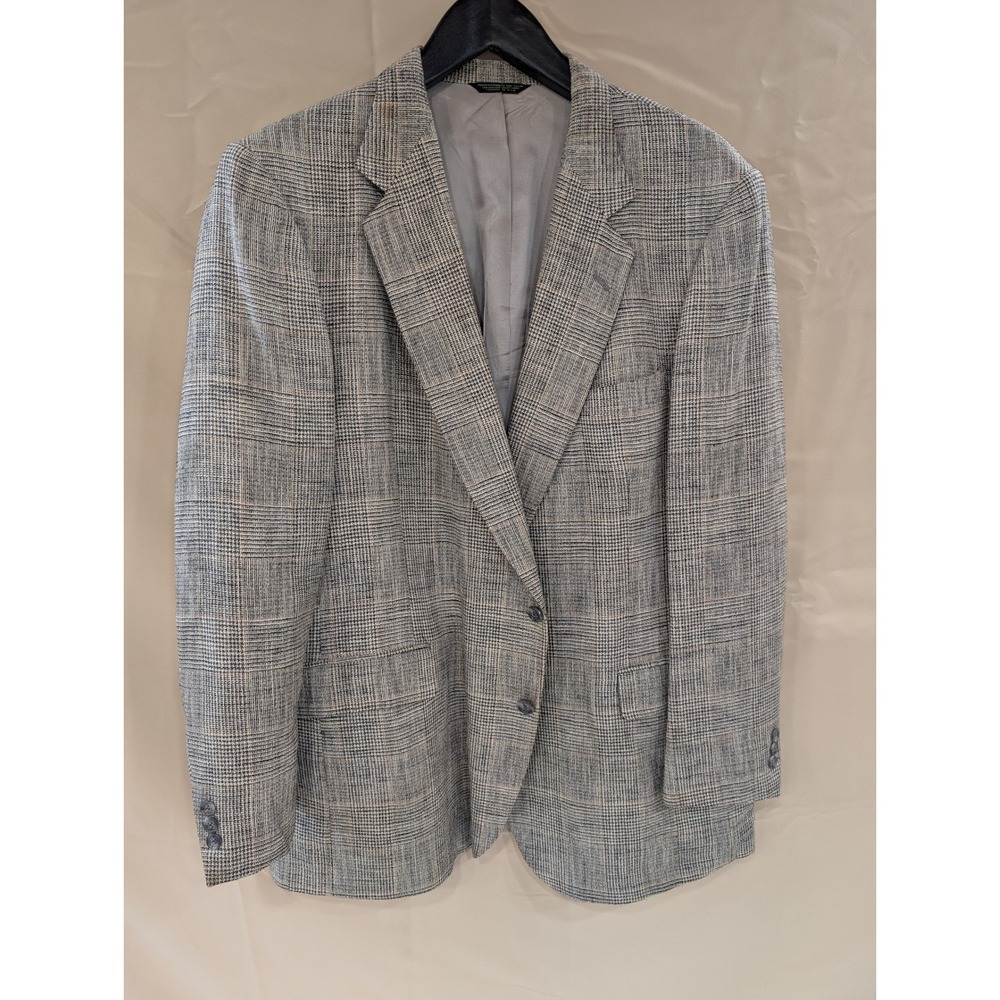 Robert Simon Parisian Mens Plaid Blazer Sport Coat Jacket Union Made USA 48R
